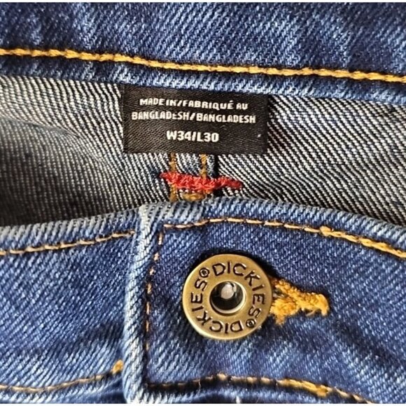 Dickies Jeans Women’s Size 34/30 Straight Leg Relax Fit Work Dark Denim - Picture 5 of 6